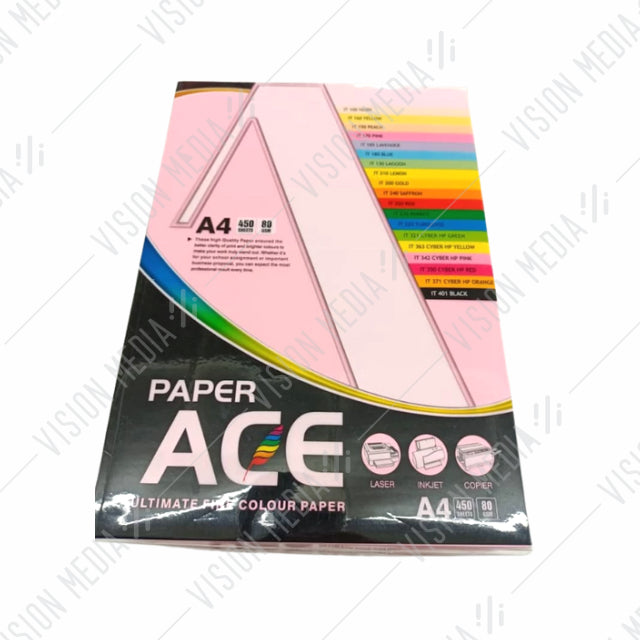 UNI ACE 80GSM A4 SIZE COLOUR PAPER (450 SHEETS)