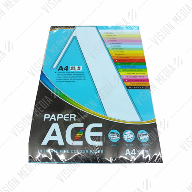 UNI ACE 80GSM A4 SIZE COLOUR PAPER (450 SHEETS)