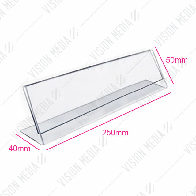 ACRYLIC SINGLE NAME SIGNAGE STAND WITH INSERT (250X50X40MM)
