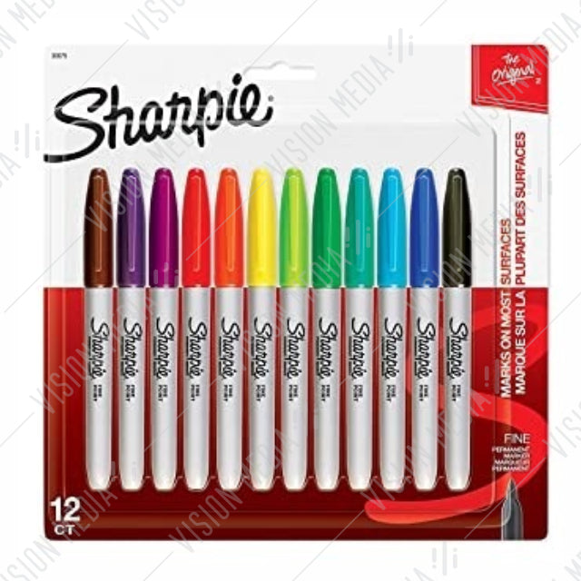 SHARPIE FINE PERMANENT MARKER COLOUR SET 12 COLORS (30075PP)