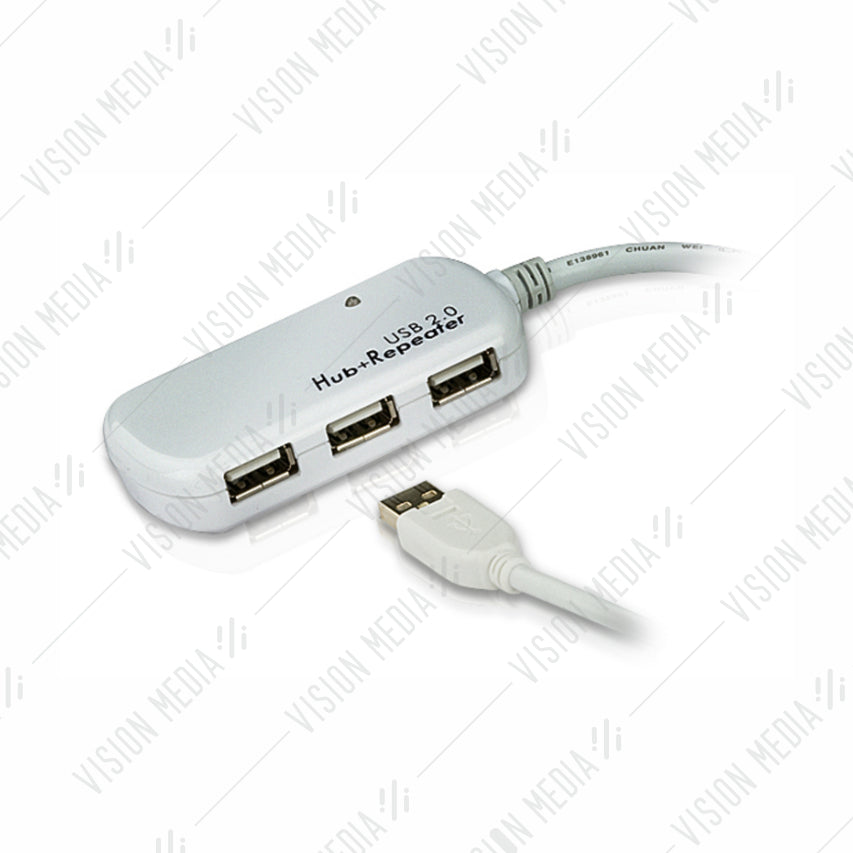 ATEN 4 PORT USB 2.0 HUB WITH 12M EXTENDER CABLE (UE2120H)