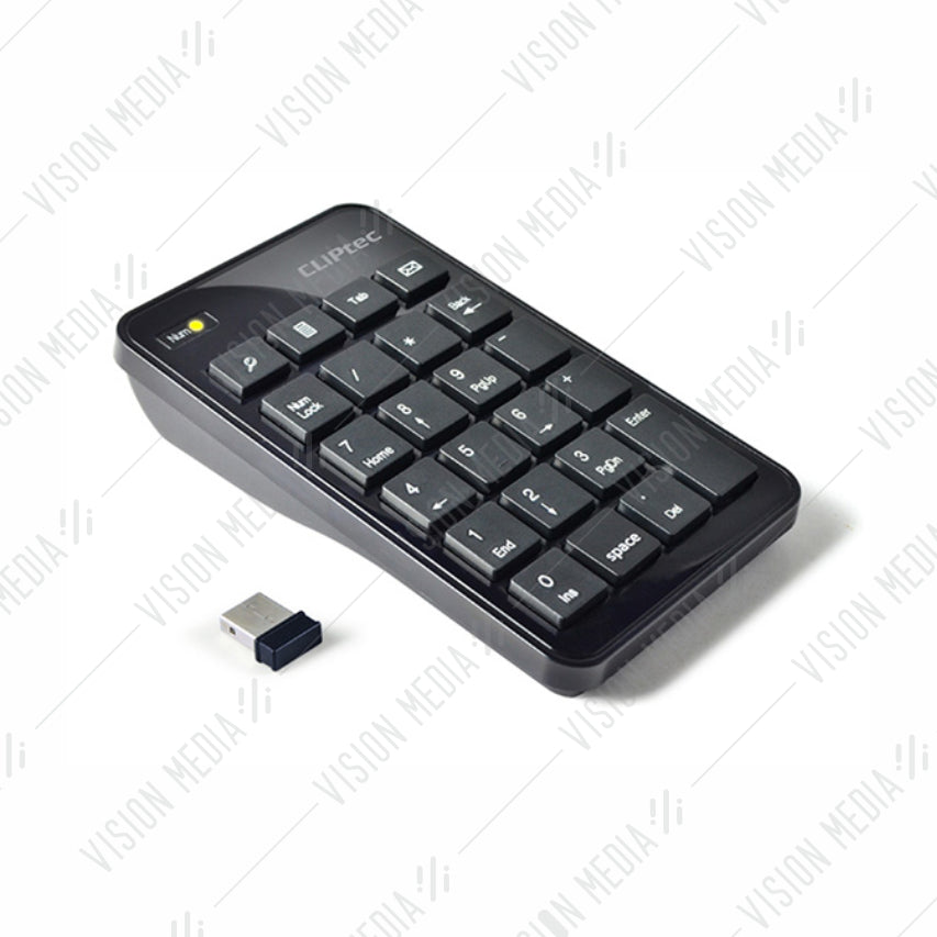 CLIPTEC 2.4GHZ WIRELESS USB NUMERIC KEYPAD (RZK222) | Vision Media Supplies