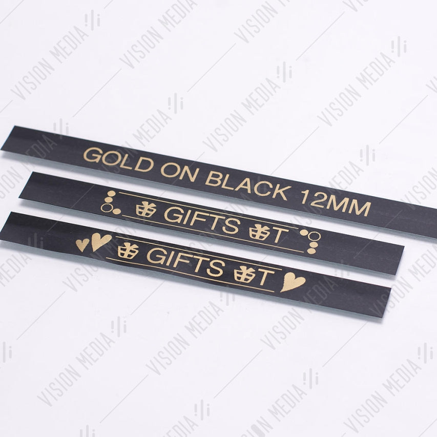 BROTHER GOLD ON BLACK TZE TAPE 12MM (TZE-334)