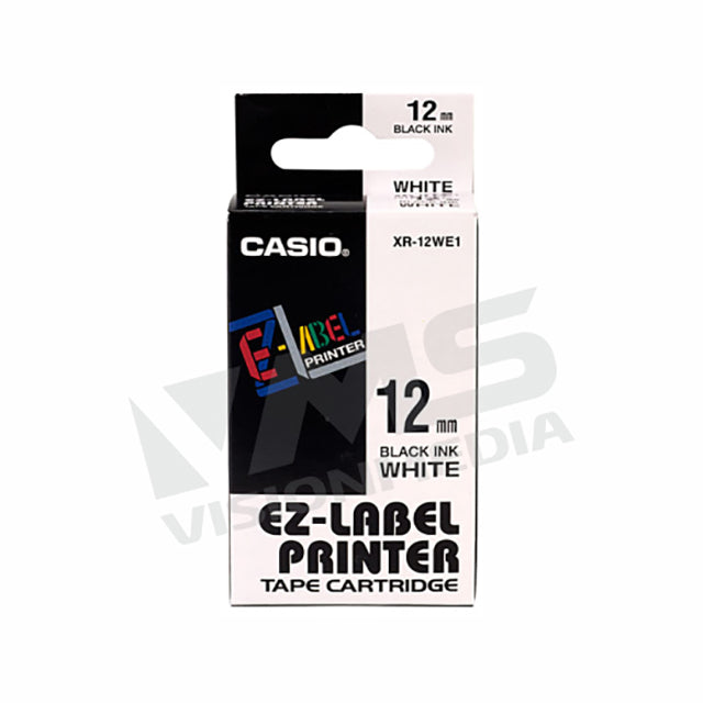 CASIO EZ-LABEL 12MM BLACK ON WHITE (XR-12WE1)