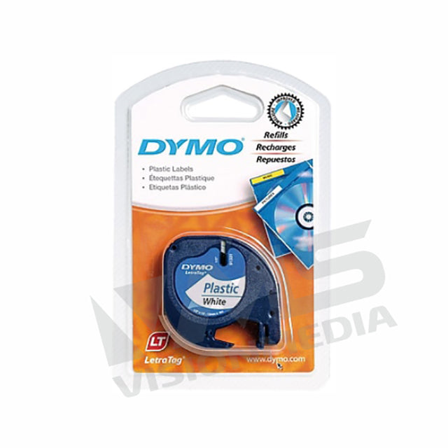 DYMO TAPE LETRATAG PLASTIC WHITE 12MM X 4M (91201/S0721660)