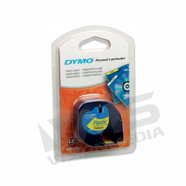 DYMO TAPE LETRATAG PLASTIC YELLOW 12MM X 4M (DY-TP-91202)