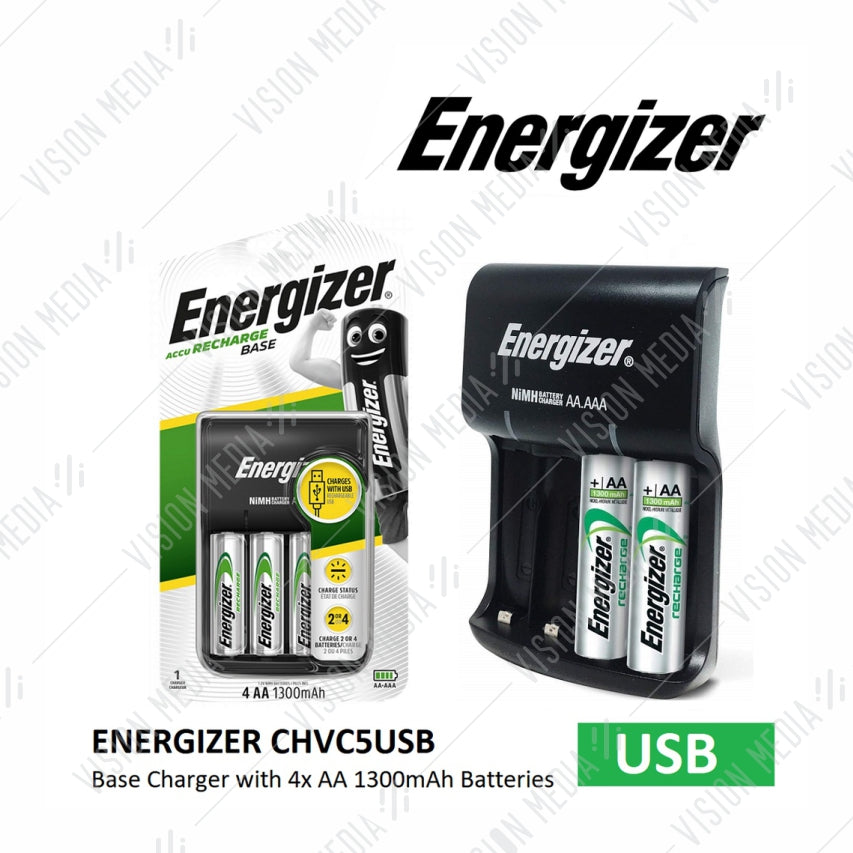 ENERGIZER USB BASE CHARGER 1300MAH WITH 4 AA BATTERY (CHVC5)