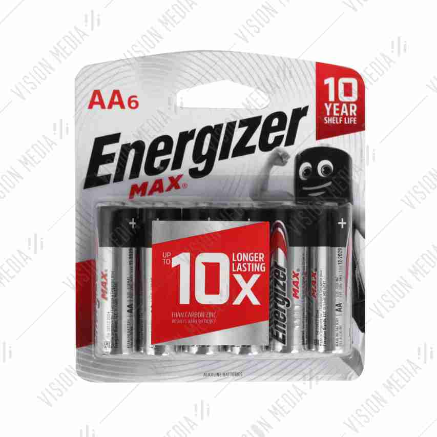 ENERGIZER ALKALINE MAX AA BATTERY (6 PCS PACK) (E91BP6M)