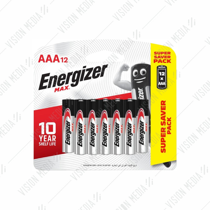ENERGIZER ALKALINE MAX AAA BATTERY (12 PCS PACK) (E92BP12M)