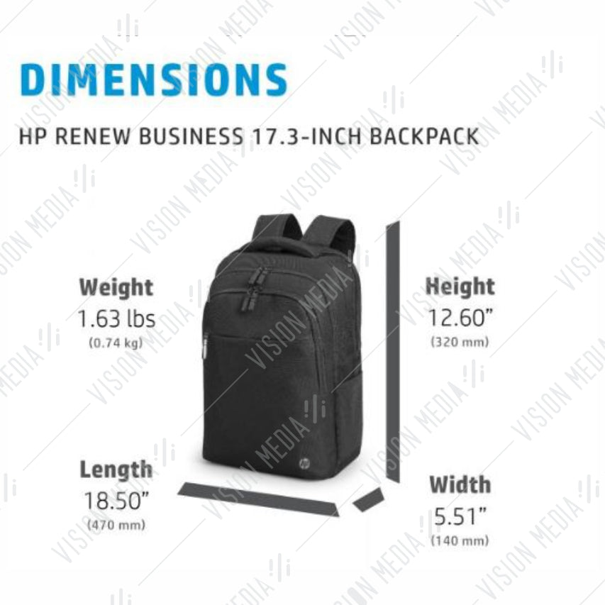 HP RENEW BUSINESS 17.3" LAPTOP BACKPACK (3E2U5AA) Vision Media Supplies