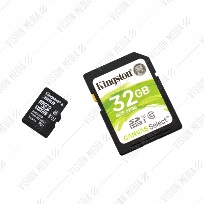 KINGSTON CANVAS SELECT CLASS 10 MICROSD CARD 32GB (SDCS/32GB)