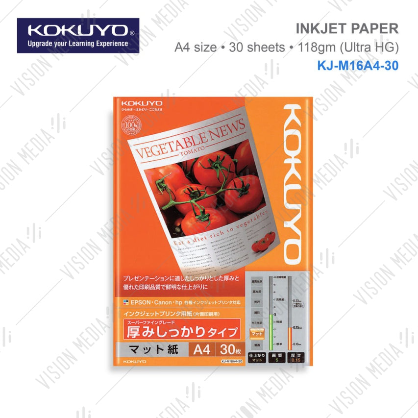 KOKUYO A4 INKJET PAPER 118GM HIGH GRADE (30'S) (KJ-M16A4-30)