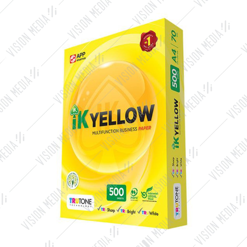 IK YELLOW 70GSM A4 SIZE PAPER (500 SHEETS)