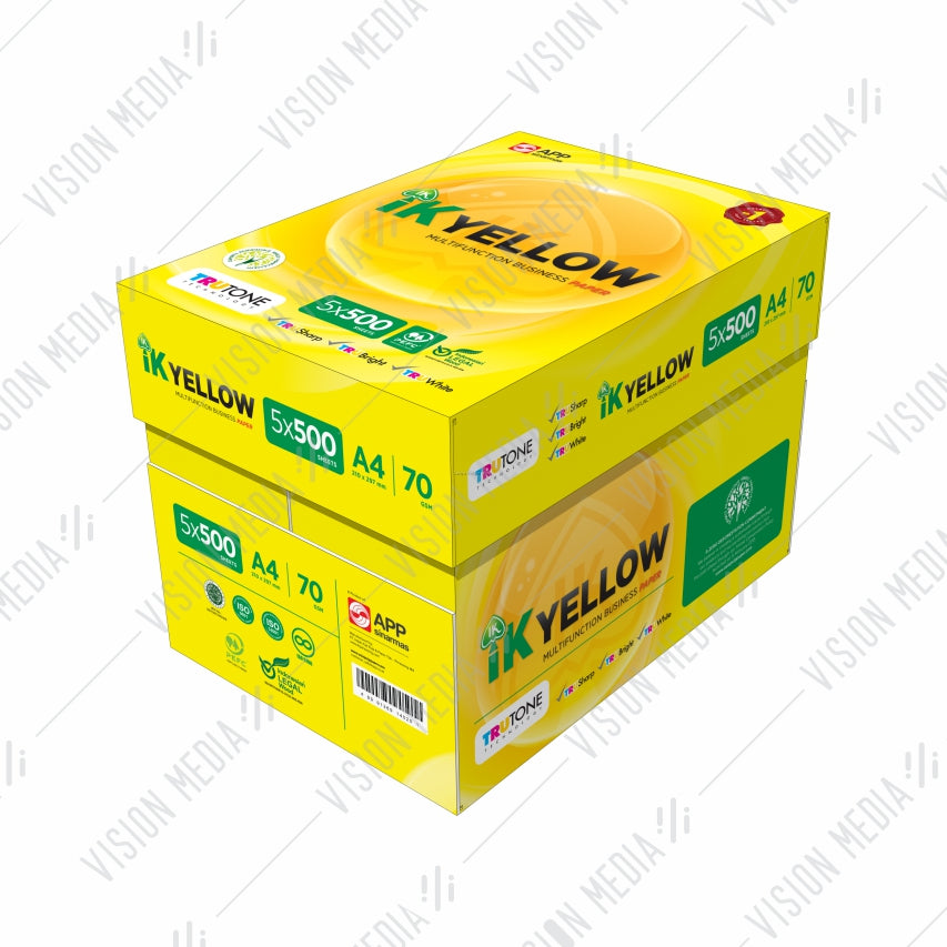 IK YELLOW 70GSM A4 SIZE PAPER (500 SHEETS)