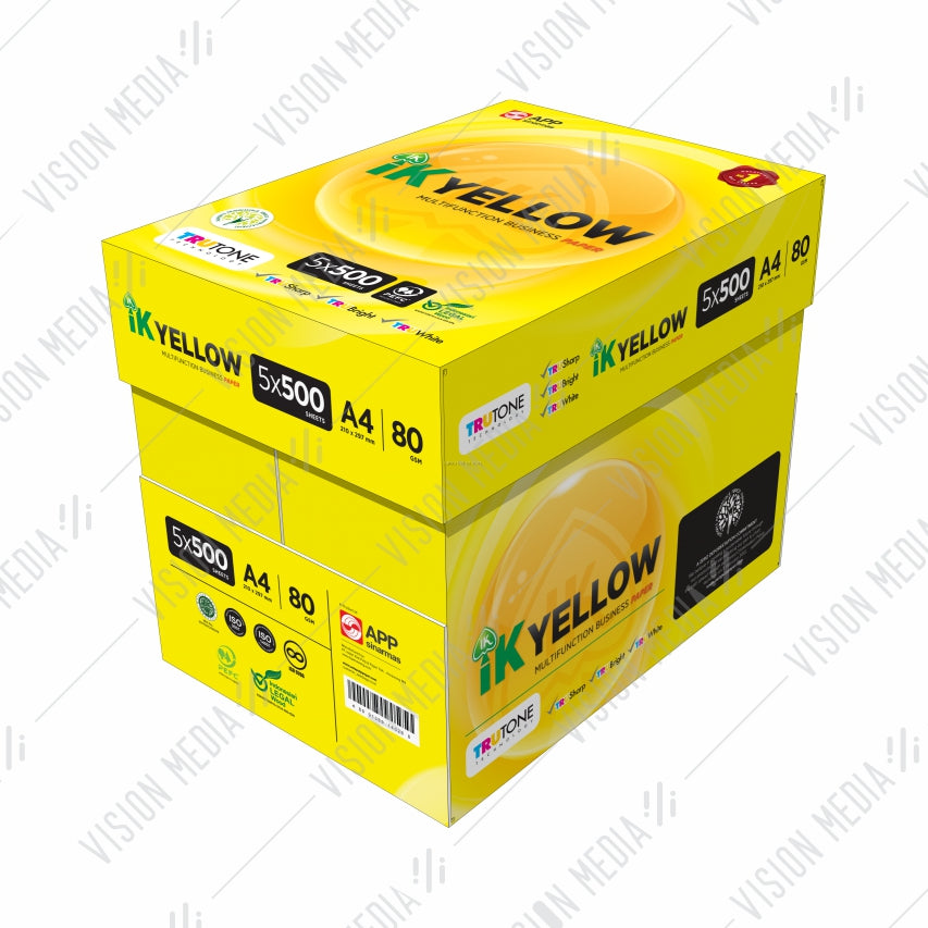 IK YELLOW 80GSM A4 SIZE PAPER (500 SHEETS)