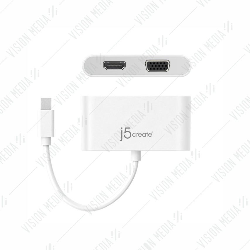 J5 USB TYPE C TO HDMI & VGA ADAPTER WITH USB 3.0 PD (JCA174)
