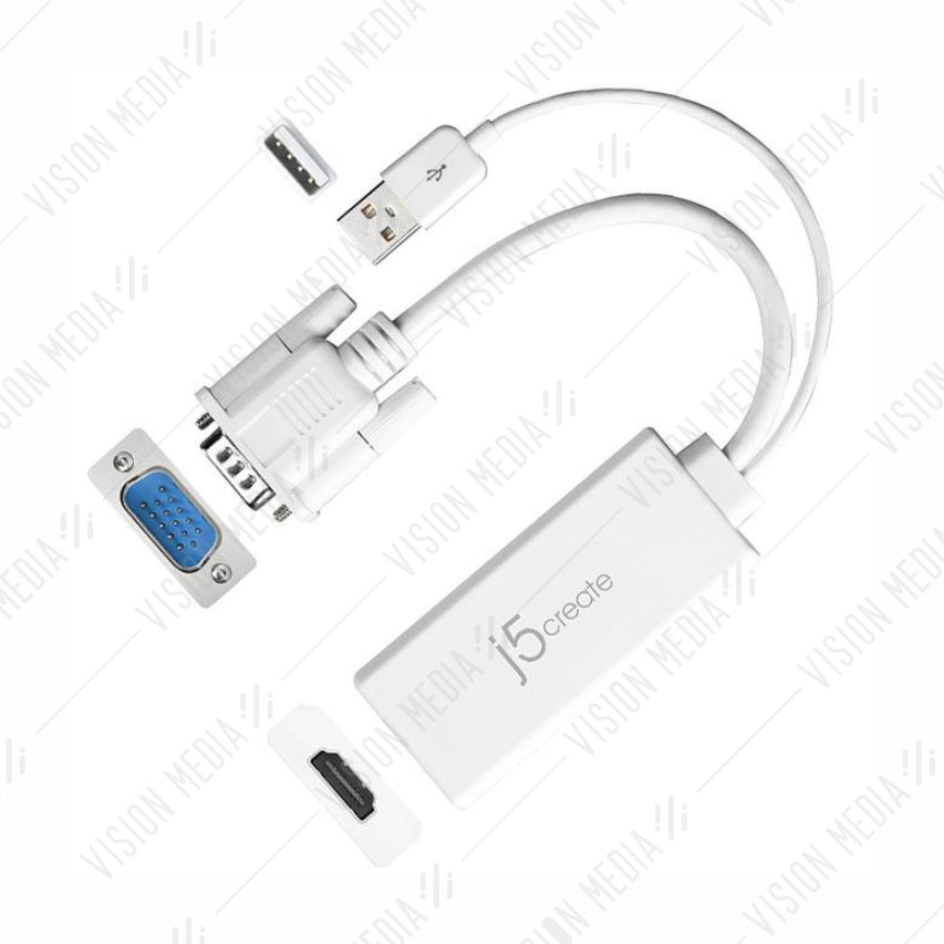 J5 VGA TO HDMI VIDEO ADAPTER WITH AUDIO (JDA214)