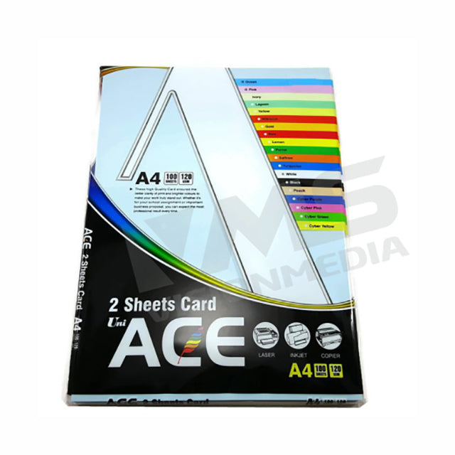 UNI ACE 120GSM A4 SIZE COLOUR PAPER (100 SHEETS) | Vision Media Supplies
