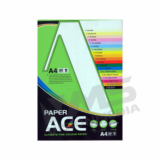 UNI ACE 80GSM A4 SIZE COLOUR PAPER (450 SHEETS)