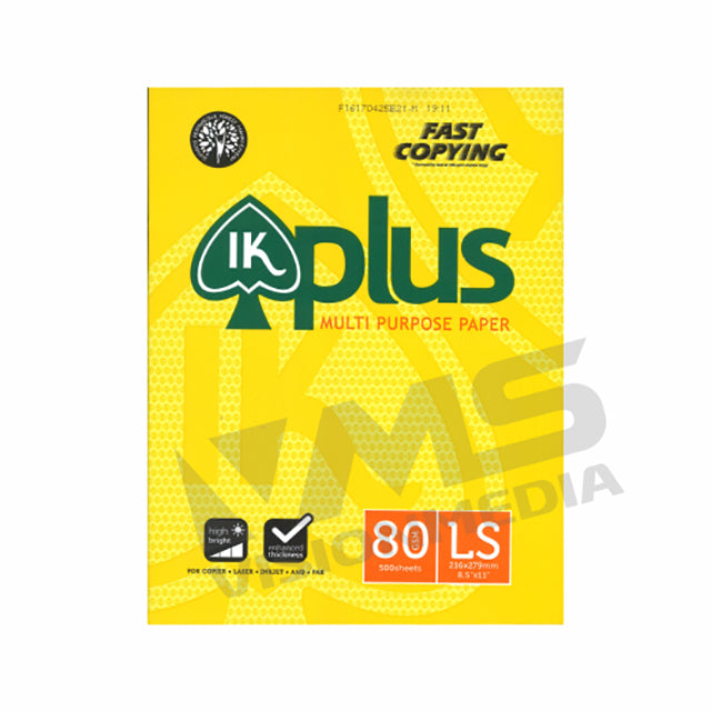 IK PLUS 80GSM Q4 / LETTER SIZE PAPER (500 SHEETS)