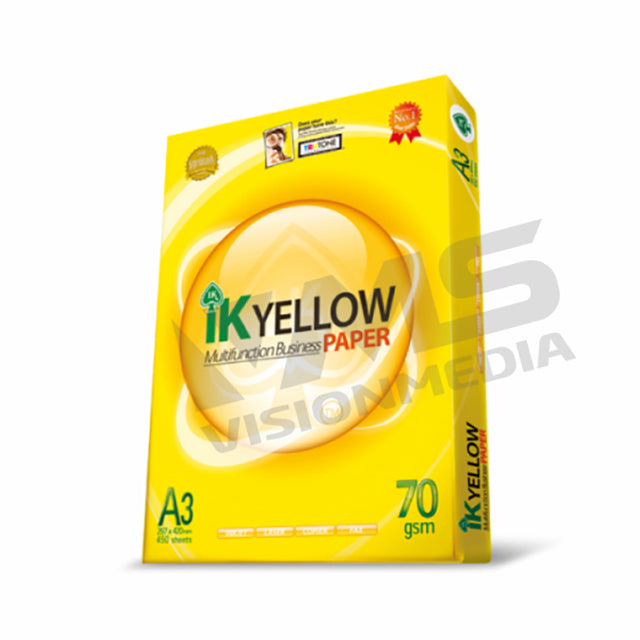 IK YELLOW 70GSM A3 SIZE PAPER (500 SHEETS)