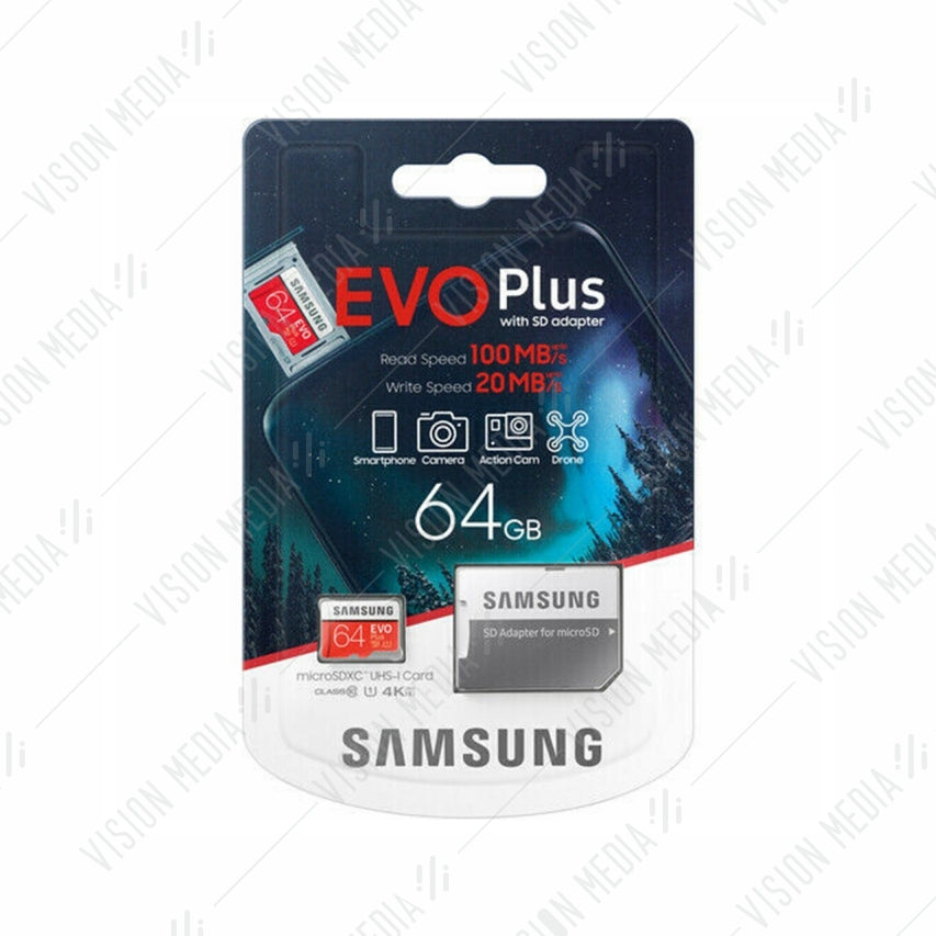 SAMSUNG EVO PLUS 64GB MCRO SDXC WITH ADAPTER (MB-MC64HA/APC)