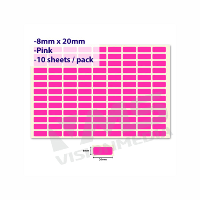 LABEL STICKER 8MM X 20MM | Vision Media Supplies