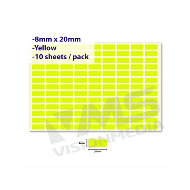 LABEL STICKER 8MM X 20MM | Vision Media Supplies