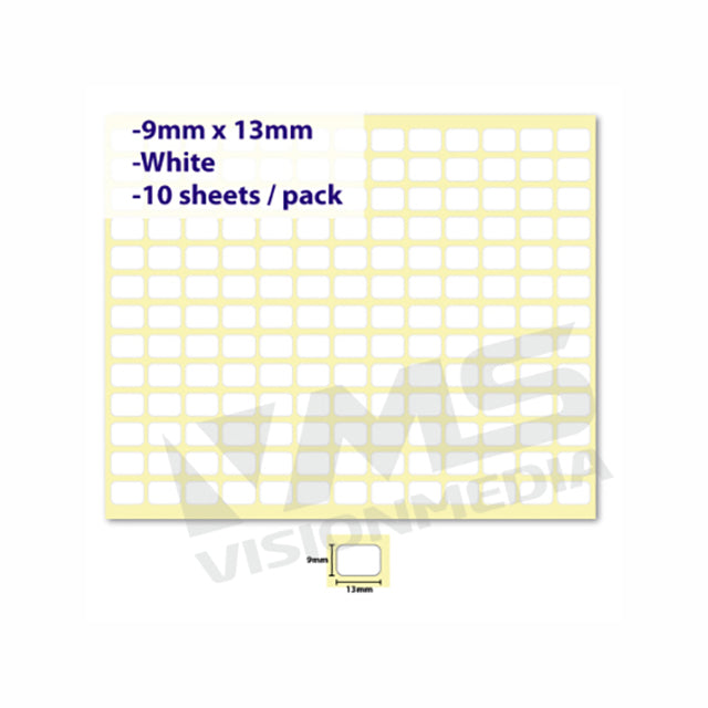 LABEL STICKER 9MM X 13MM | Vision Media Supplies