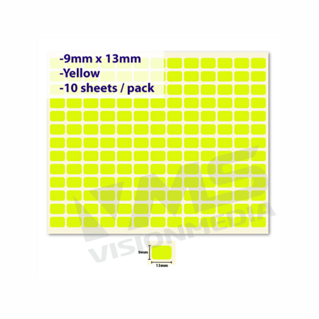 LABEL STICKER 9MM X 13MM | Vision Media Supplies