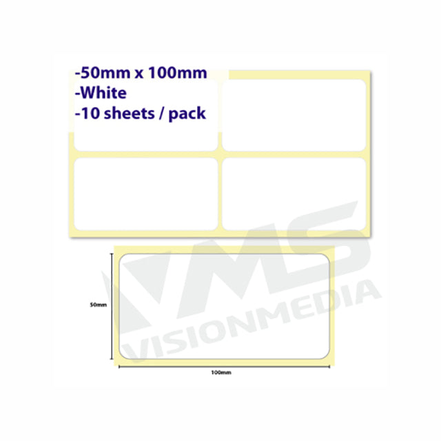 Sticker Label 50x100 LABEL STICKER 50MM X 100MM | Vision Media Supplies