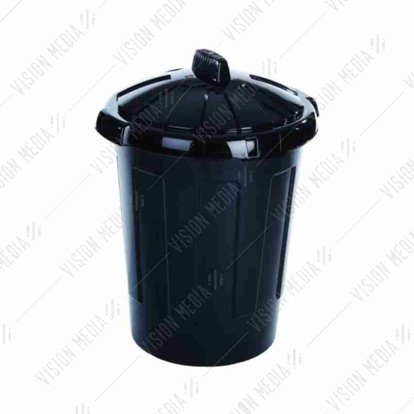 PLASTIC DUSTBIN WITH COVER (BLACK) (80 LITRE)