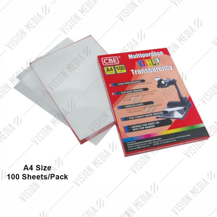 CBE MULTIPURPOSE OHP TRANSPARENCY FILM A4 SIZE (100 SHEETS)