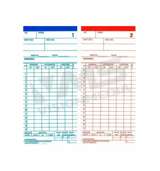 STANDARD 6 COLUMN TIME CARD (100 PCS/PACK) (150078) | Vision Media Supplies