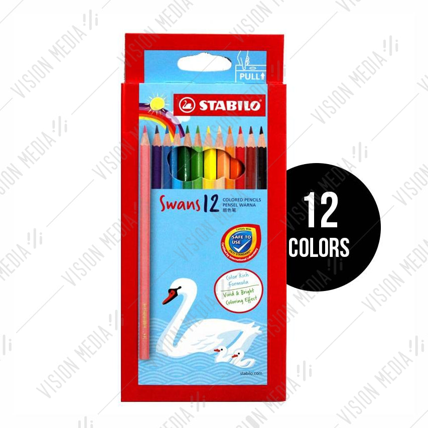 STABILO SWANS COLOUR PENCILS (12 COLOURS LONG) (1877)