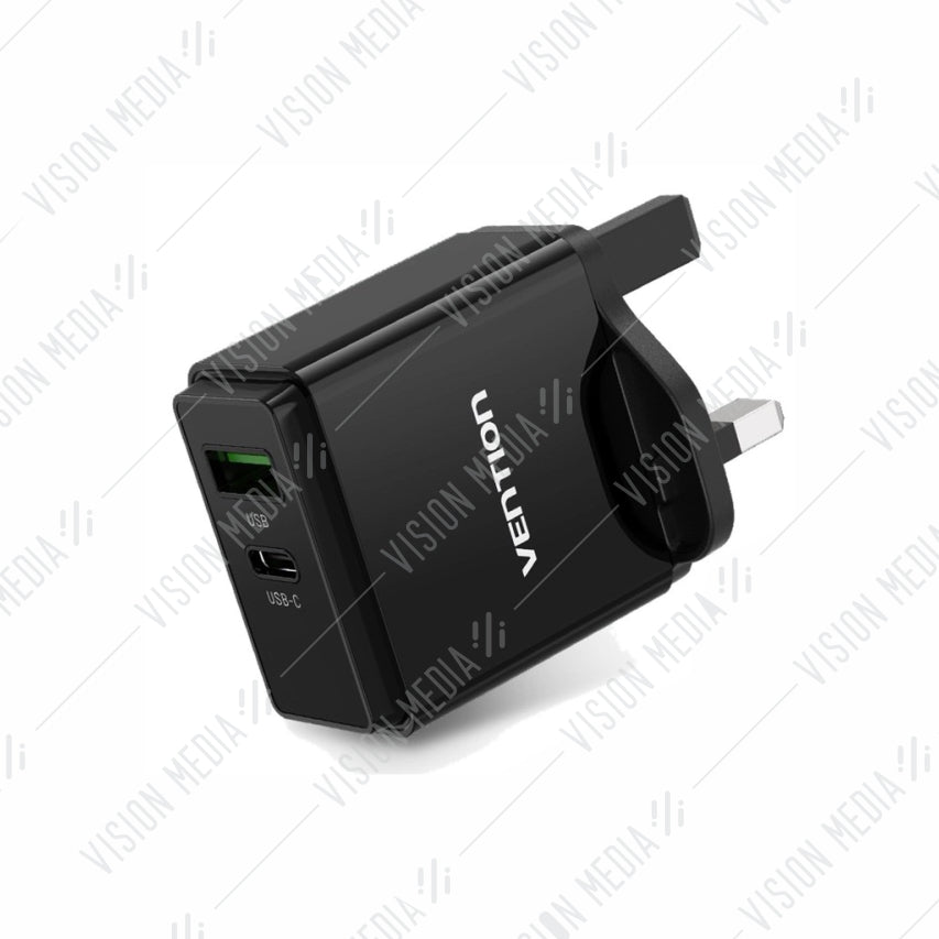 VENTION 2 PORT USB TYPE-C/A 20/18W FAST CHARGER (FBBW0-UK)