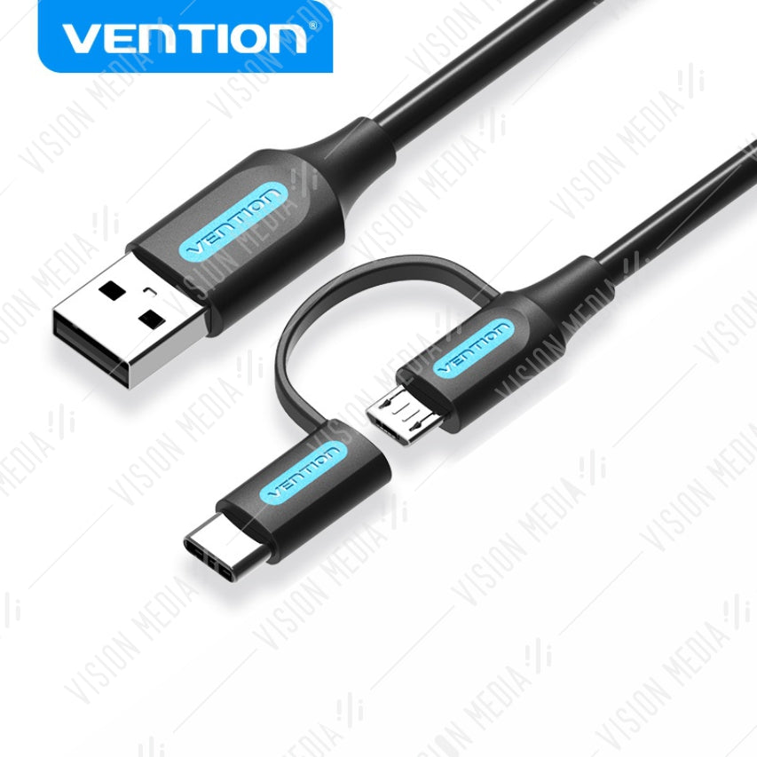 VENTION 2 IN 1 USB TO TYPE-C AND MICRO USB CABLE (1M) (CQDBF)