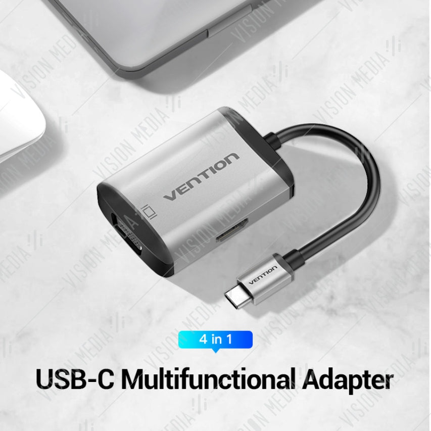 VENTION 4 IN 1 USB TYPE-C TO HDMI/VGA/USB3.0/PD HUB (TFAHB)