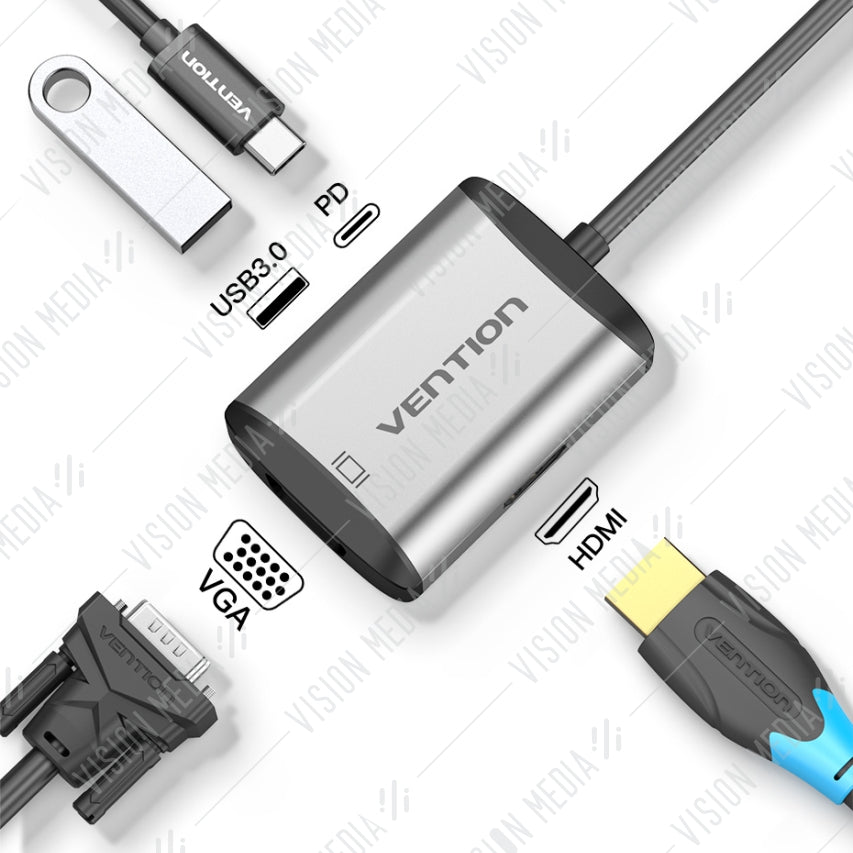 VENTION 4 IN 1 USB TYPE-C TO HDMI/VGA/USB3.0/PD HUB (TFAHB)